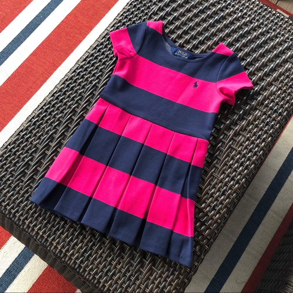Polo by Ralph Lauren Pink and Navy Kids Casual Dress